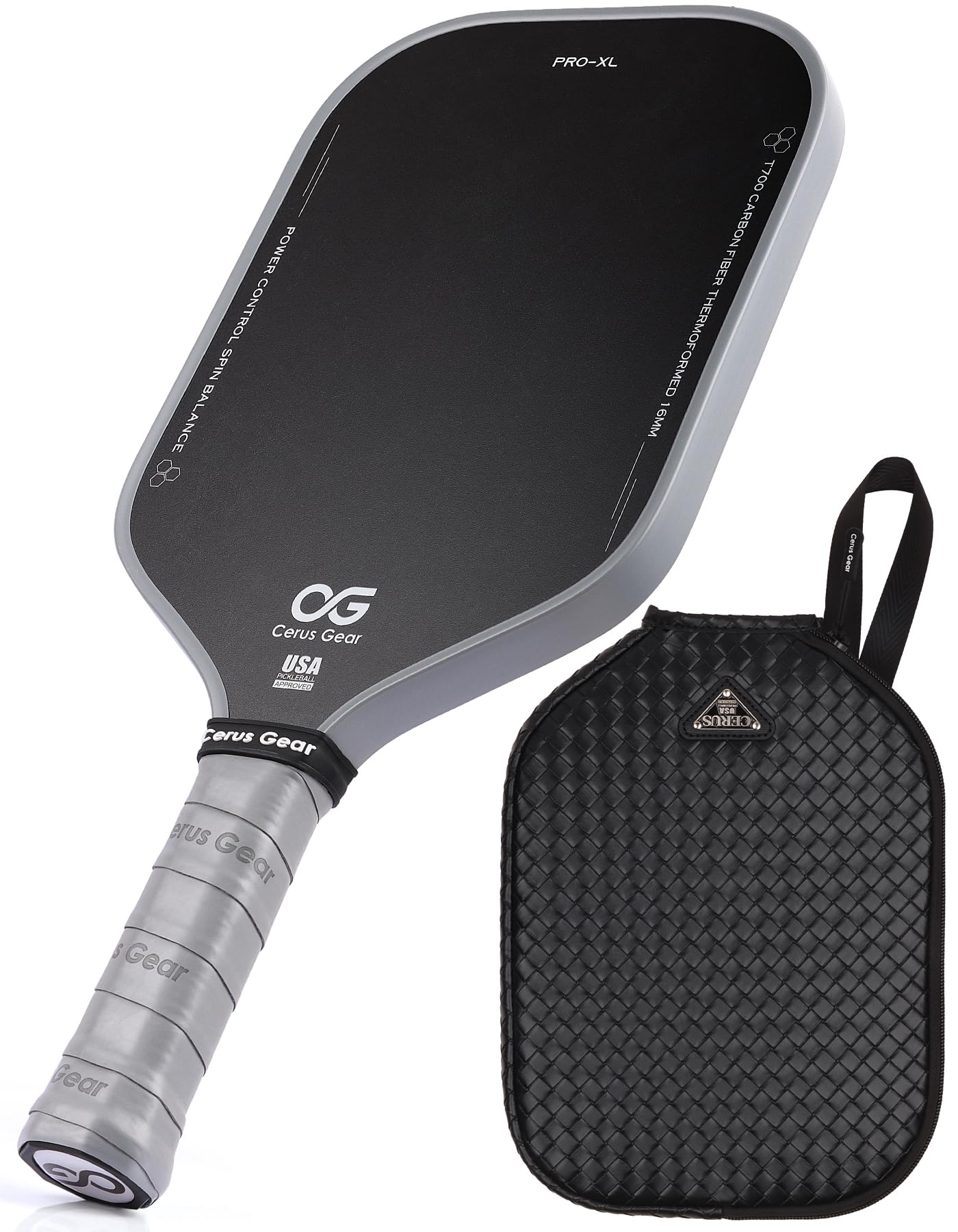 Pickleball Paddles Pro | 4-Layer T700SC Raw Carbon Fiber & 16MM Reinforced Polymer Honeycomb Core | Thermoformed Pickle Ball Racket | Max Spin & Control | USAPA Approved