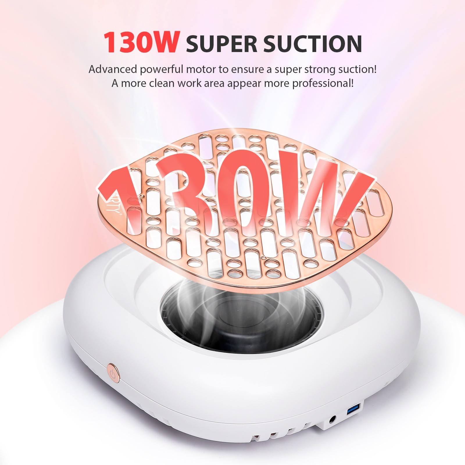 Nail Dust Collector, 130W Professional Nail Extractor Vacuum Nail Dust Cleaner with 2 Reusable Filters - Image 2