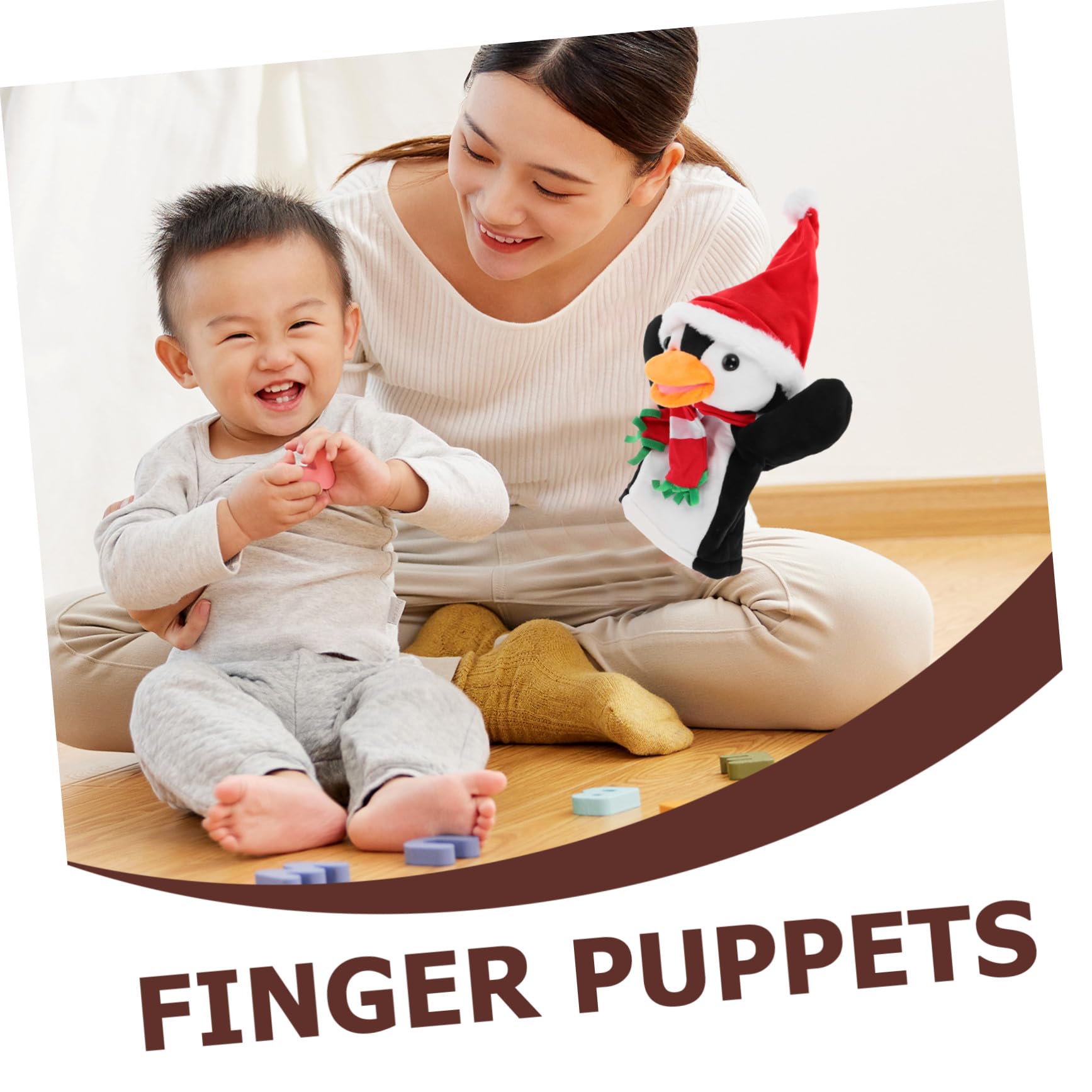 FRCOLOR 5 Piezas Marioneta de Mano Pingüino Navideña de Peluche Marionetas de Dedo Encantadoras para Interactivos y Cuentos para Niñas