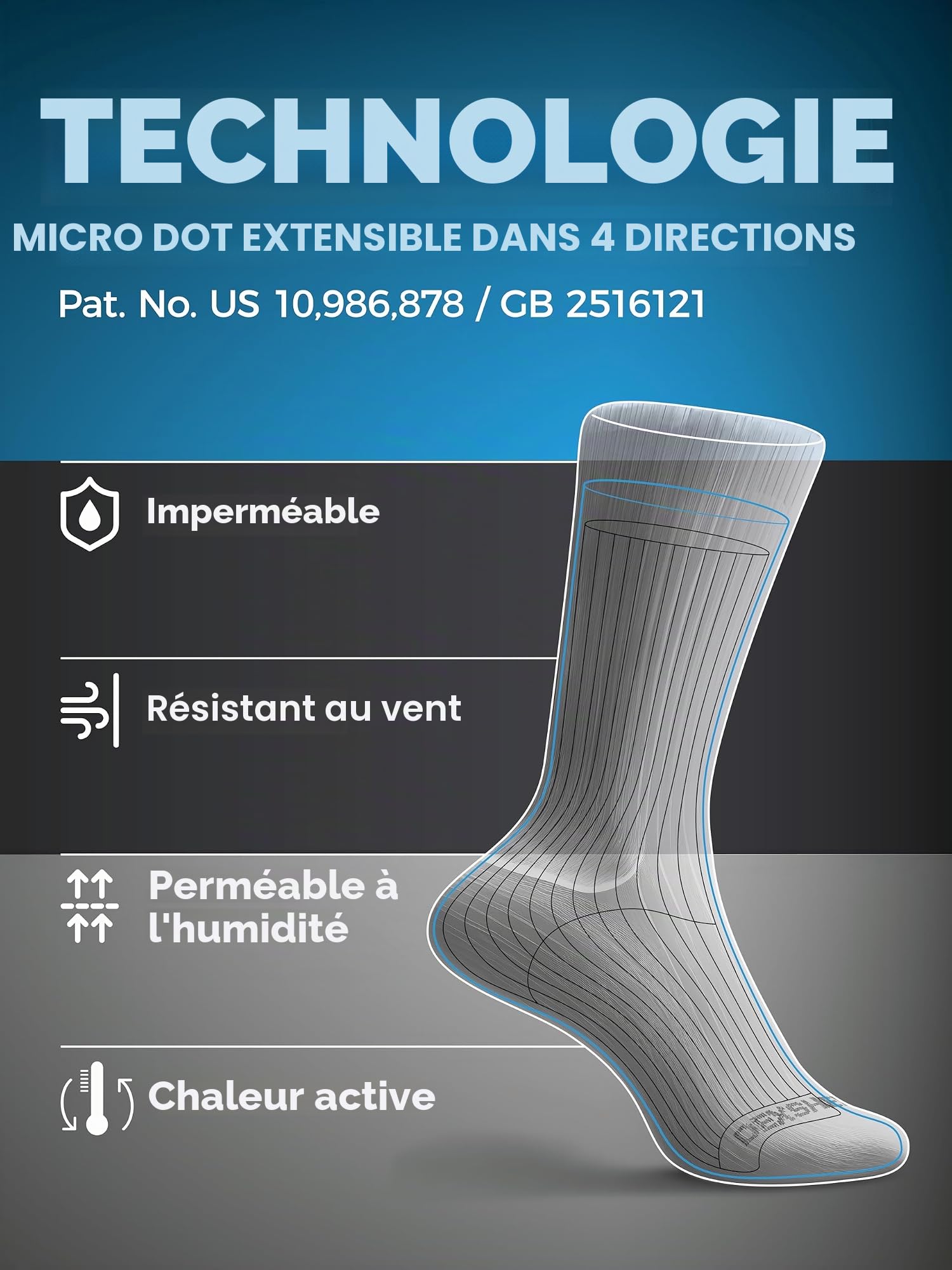 DexShell Chaussettes de course imperméables – Chaussettes légères de course à pied, ajustement de compression, membrane respirante pour homme et femme