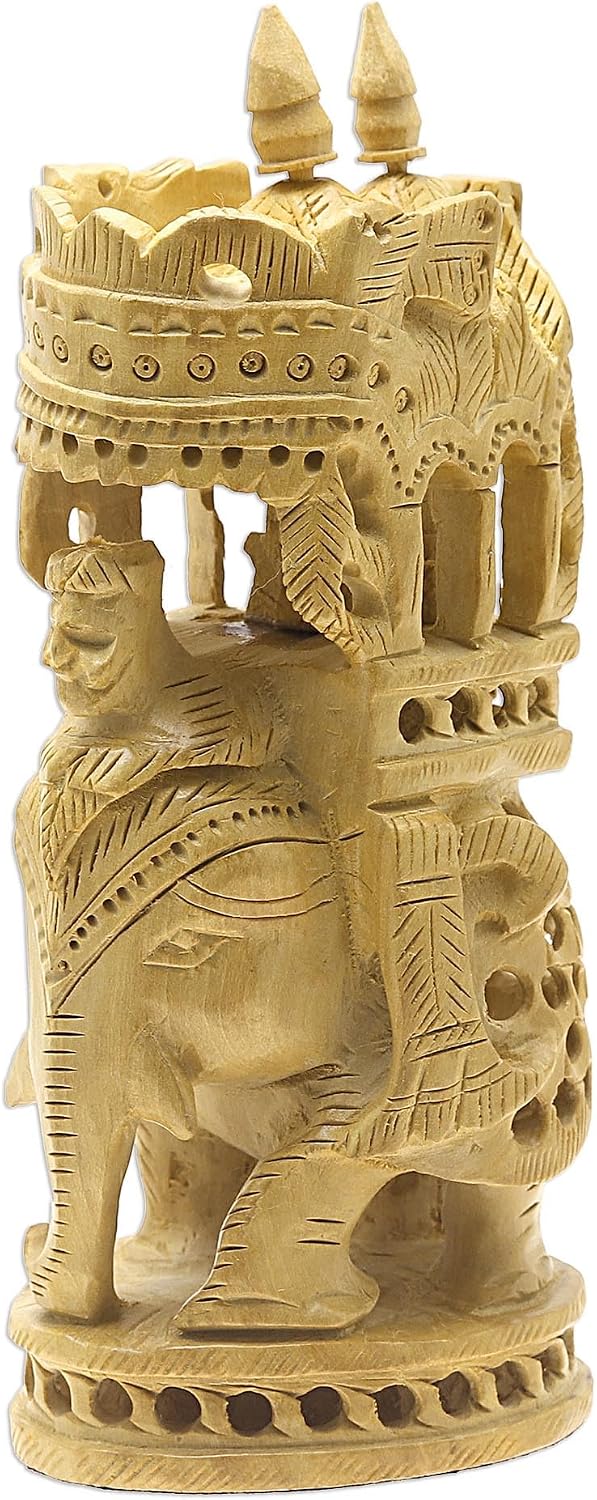 NOVICA Brown Wood Elephant Sculpture, 'Royal Expedition'