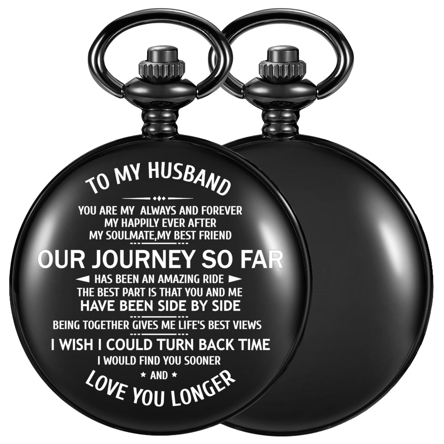 Reloj de bolsillo mecánico grabado con texto en inglés "To My Husband" para marido, relojes de bolsillo mecánicos personalizados con caja de cuero para hombres, regalo de cumpleaños y día de