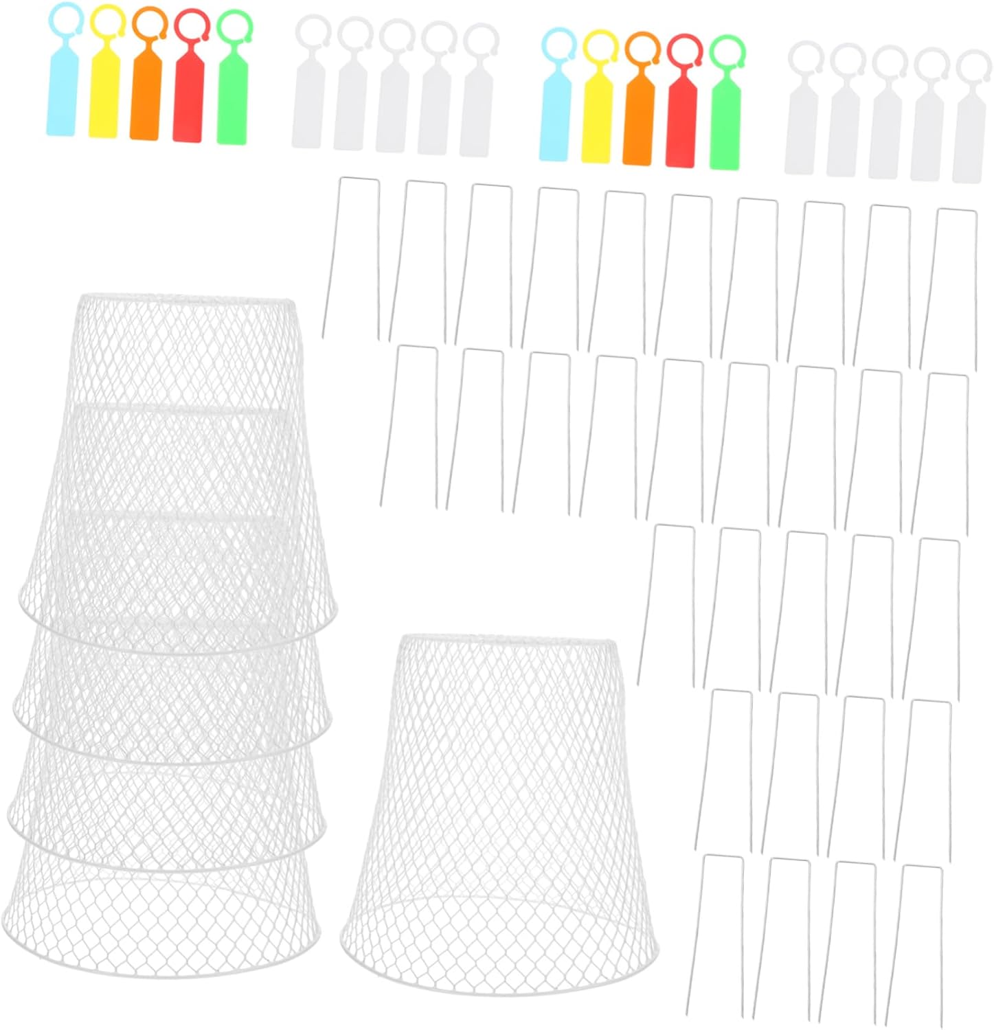 VICASKY 1 Set Metal Plant Protection Cage Wire Seedling Protector for Vegetable and Flower Gardens Application Cloche with Includes Ground Stakes and Labels Stylish and Functional Garden