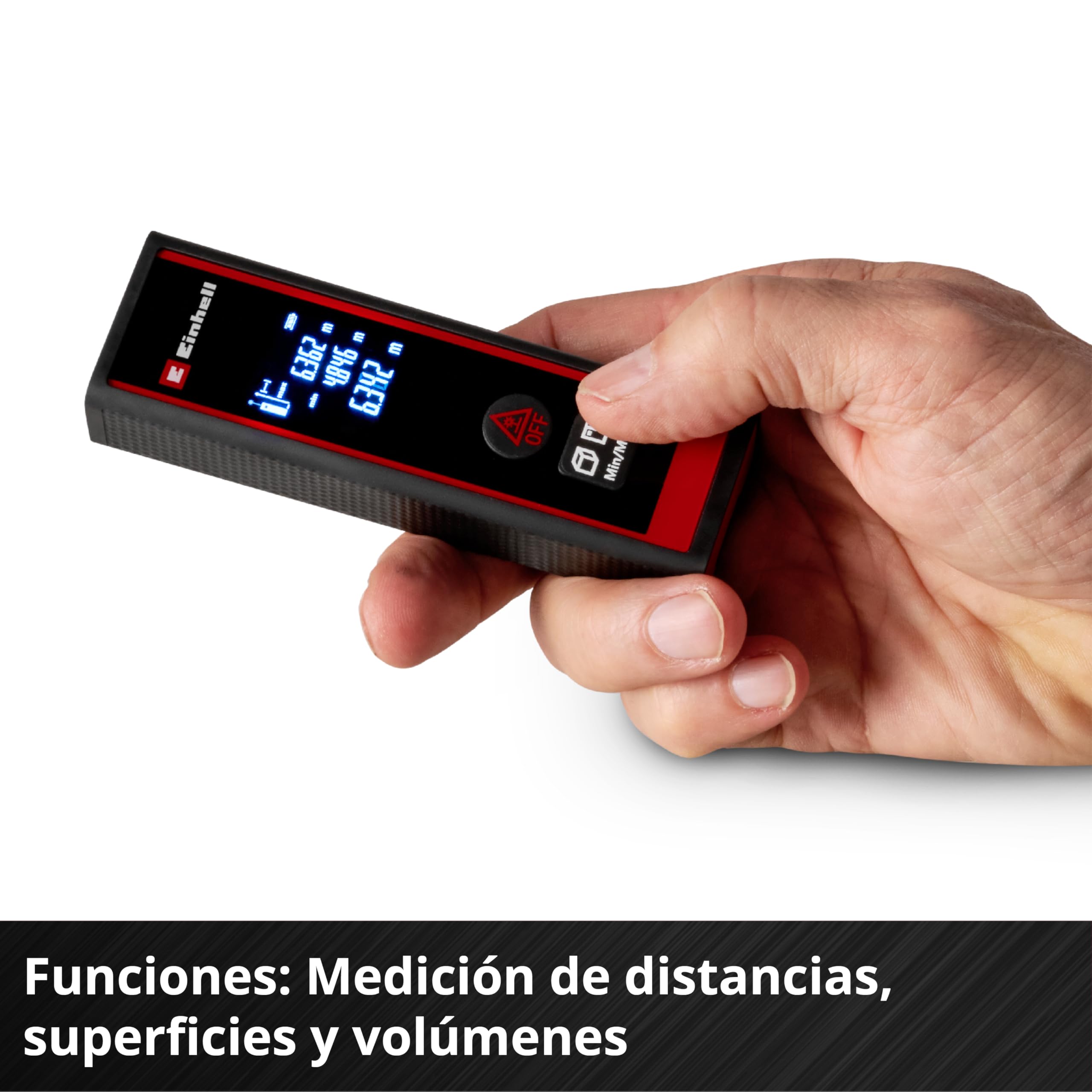 Einhell telémetro láser TC-LD 40 R (40 m máx. rango de medición, modos de medición de distancia, superficie, volumen, medición continua, pantalla LCD, apagado automático, bolsa, sin baterías)