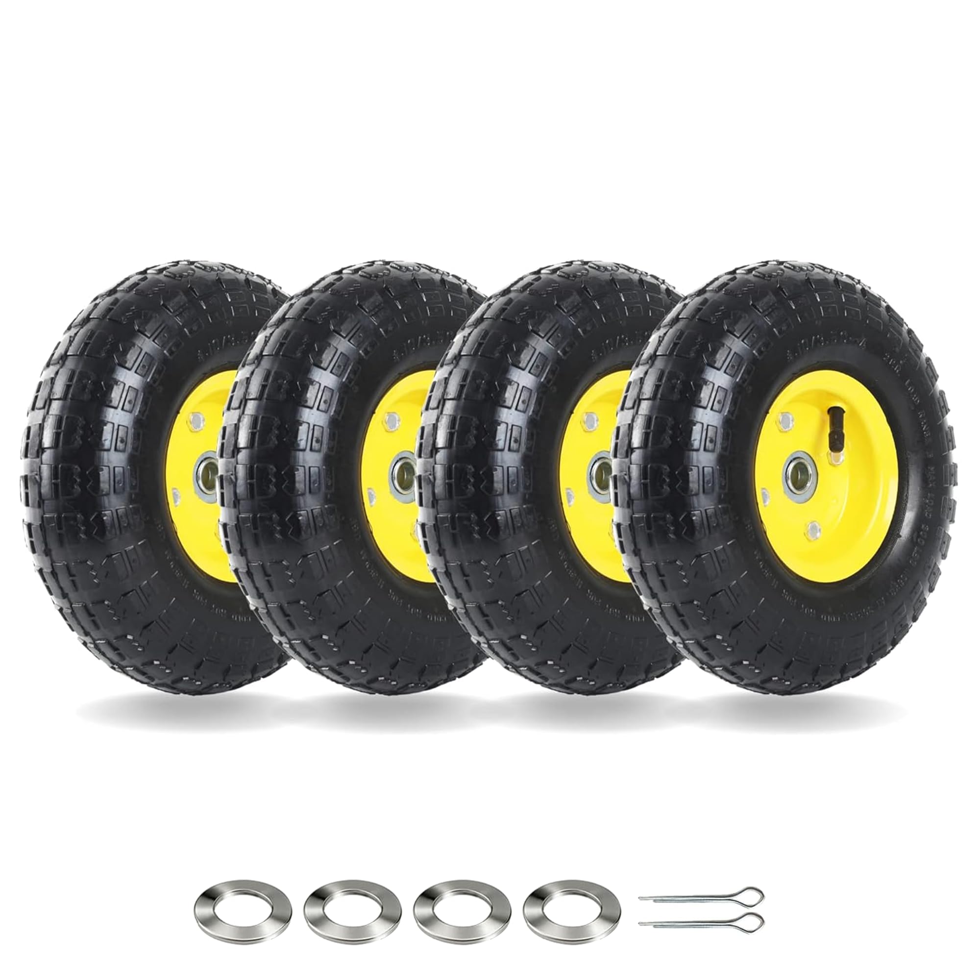 AR-PRO (4 Pack) 10" Pneumatic Tire and Wheel, 4.10/3.50-4, 5/8" Bearings