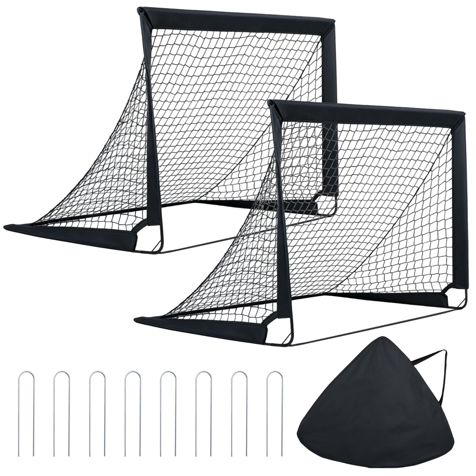 GYMAX Porta da calcio portatile, 120 x 92 cm, set da 2