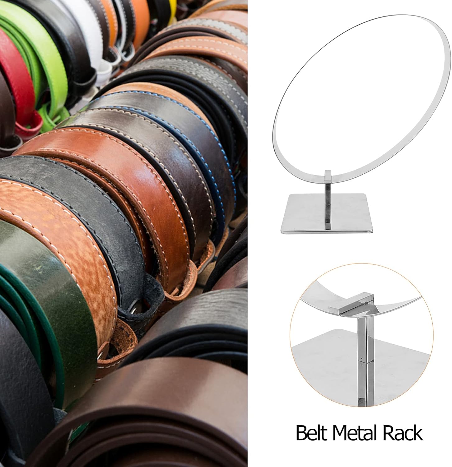 Happyyami Elegant Belt Display Rack Design Waist Belt Showing Holder Metal Belt Stand for Organizing and Showcasing Your Belts for Home Retail