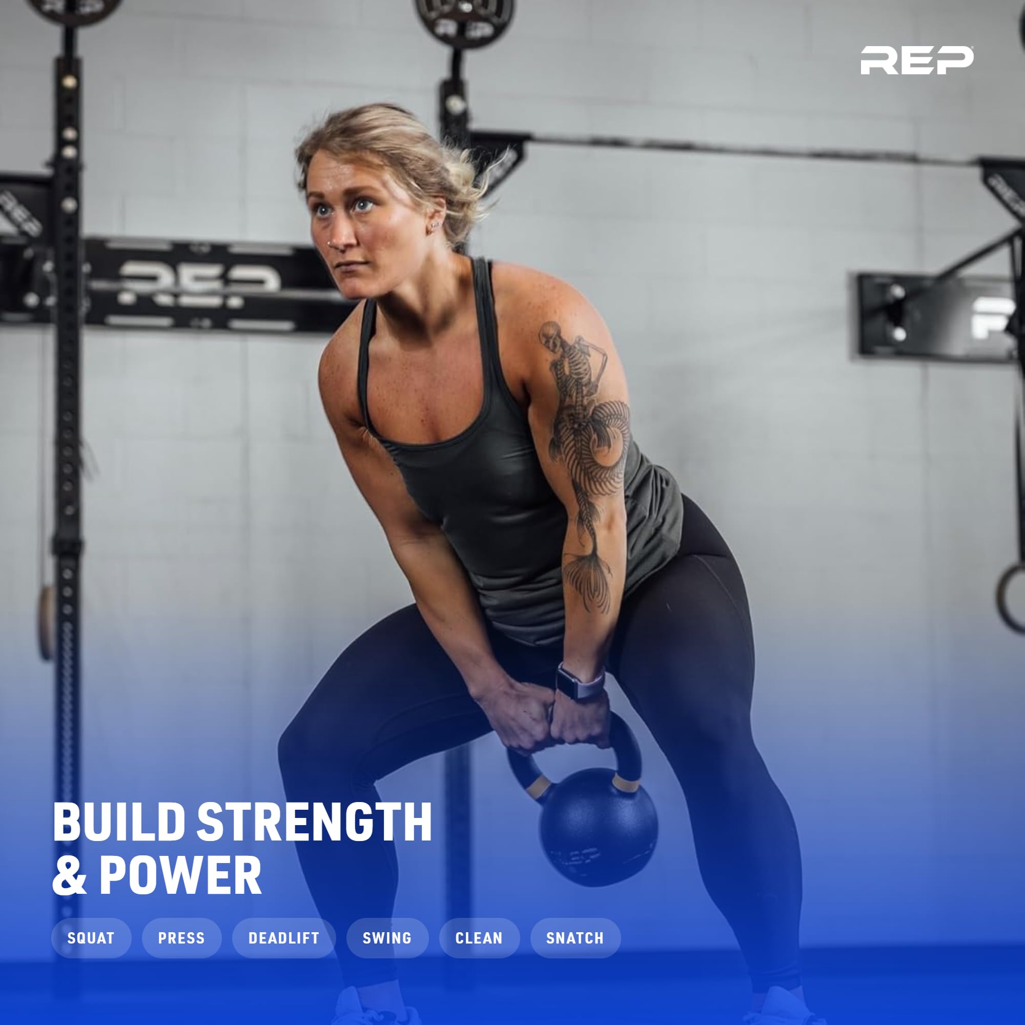 Piglagogo REP Fitness Kettlebells do crossfitu, z oznaczeniami LB i kg