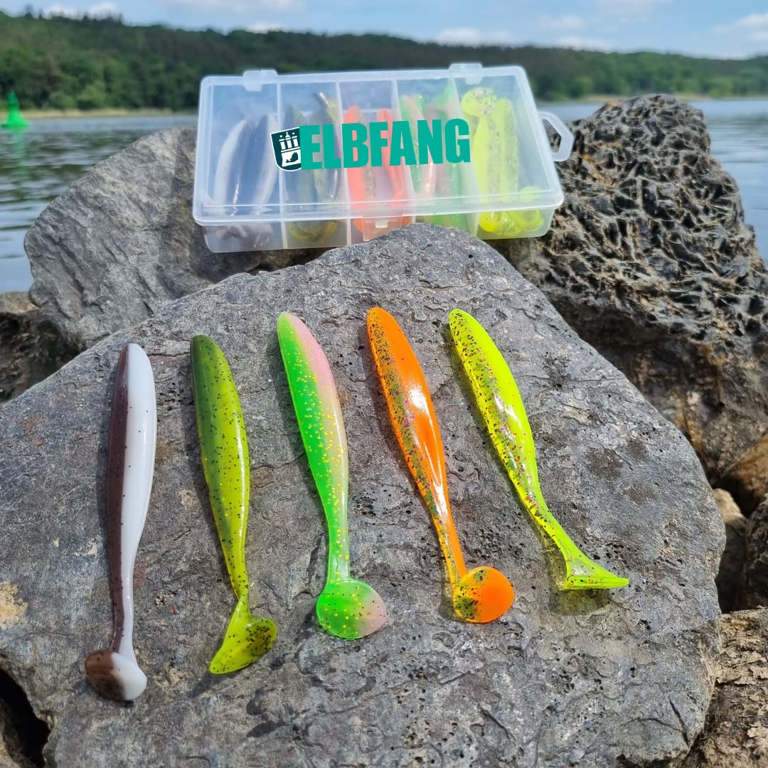 Set Di 6 Esche Da Pesca In Gomma Con Coda Twister, Per Luccio E Lucioperca, Con Paillettes Riflettenti, Adatte Per Drop Shot E Jigging, Multicolore