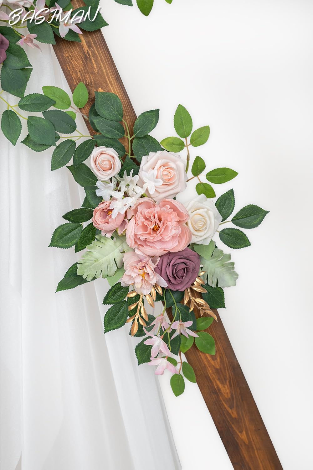 Arch Flowers with Drapes Kit (Pack of 3) for Wedding Ceremony Arbor and Reception Backdrop Decoration Wedding Welcome Signs Floral Birthday Party Decoration