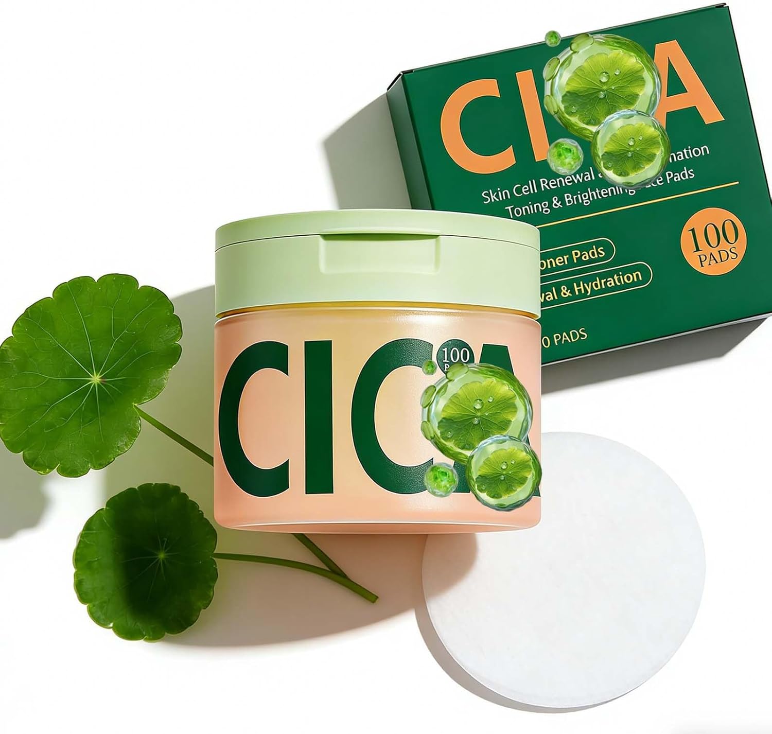 100 PCS Centella Korean Toner Pads with Snail Mucin & Peptides – Centella Face Exfoliating Pads for Glass Skin – Pore Pads & Dark Spot Remover for Dull Skin – Daily Toner for Face Korean Skincare
