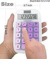 Vista 5 de Mechanical Switch Calculator, Purple Calculator with Large LCD Display 8 Digit Tilt Screen and Big Button for Teachers Students Basic Office