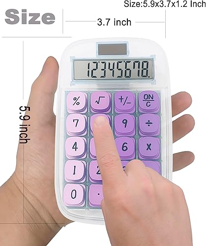 Miniatura 5 de Calculadora de interruptor mecánico, calculadora púrpura con pantalla LCD grande, pantalla de inclinación de 8 dígitos y botón grande para