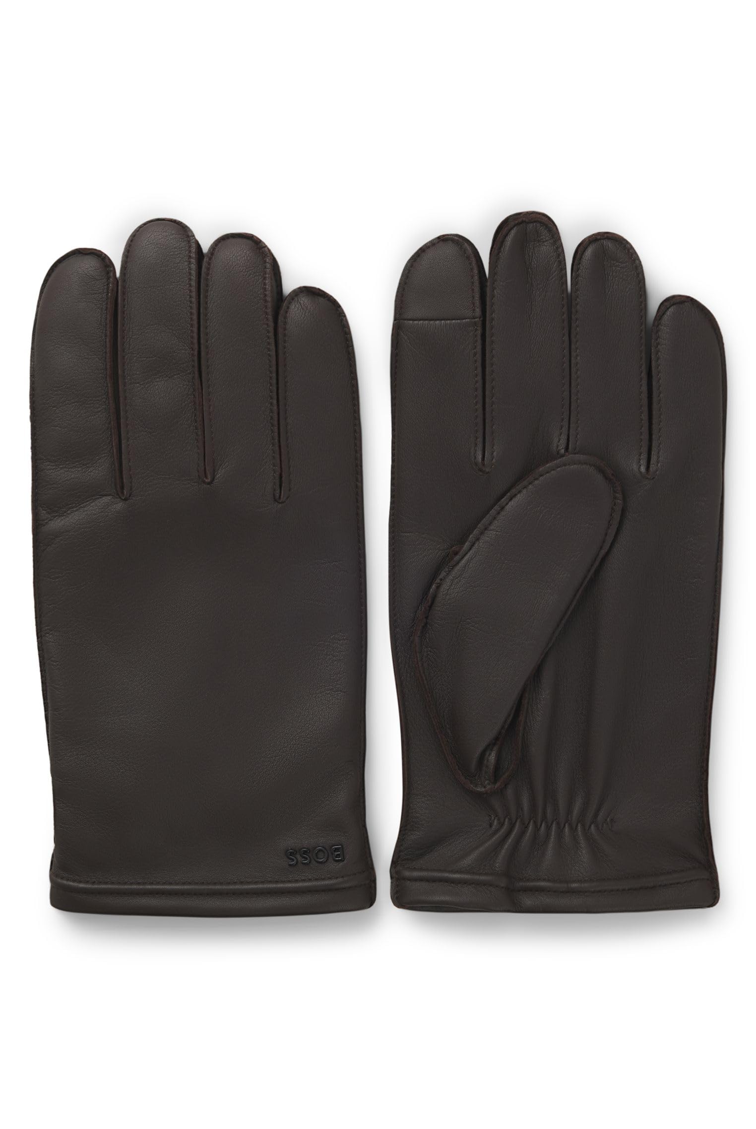 Touch-tech Leather Gloves With Metal Logo Detail