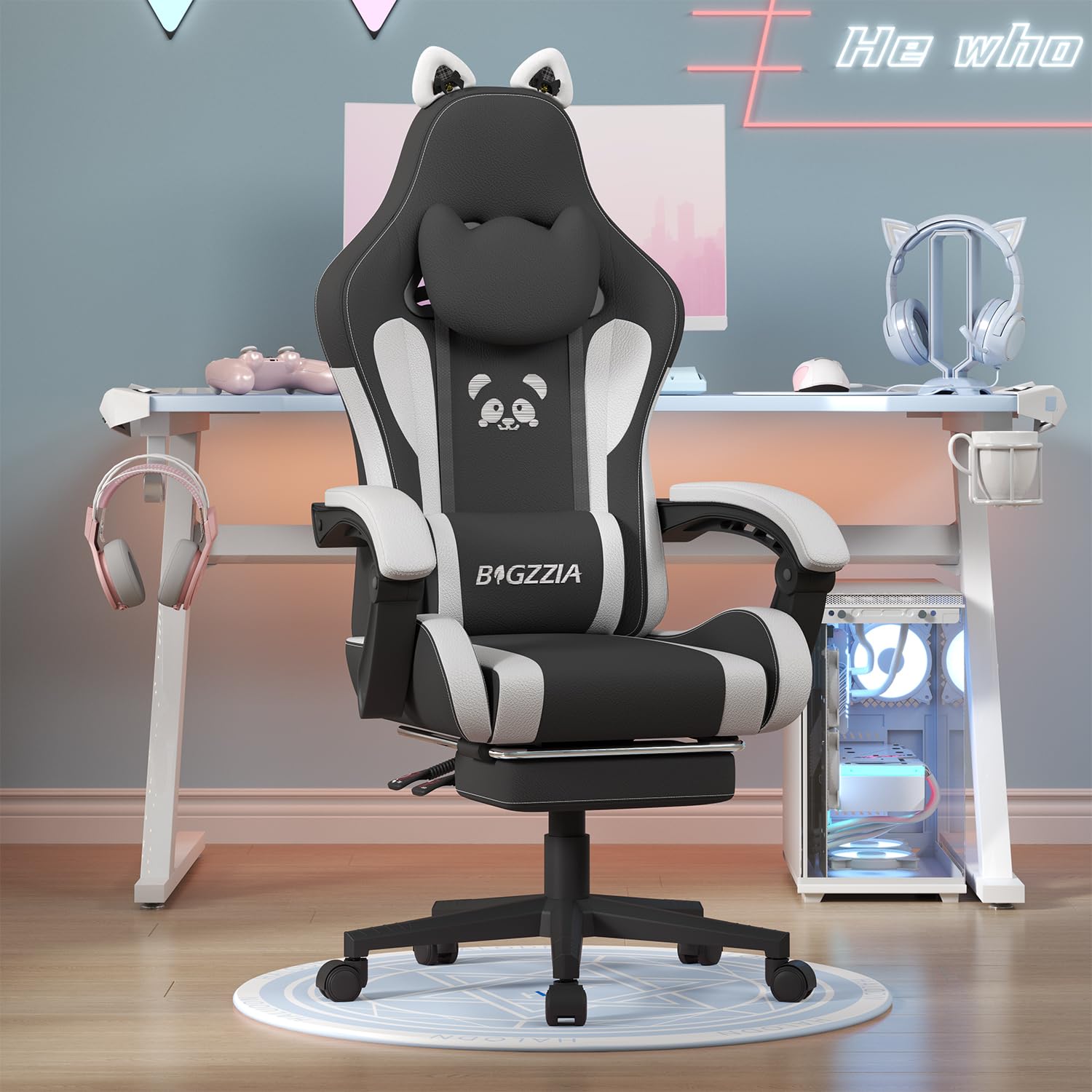 bigzzia Gaming Chair Cute with Cat Ears