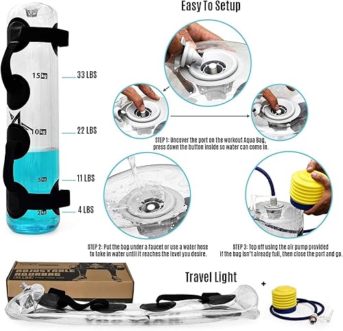 Miniatura 4 de Yes4All Large Aqua Bags for Workout 354580lbs - Ultimate Core Water Weights Aqua Bag - Portable Stability Fitness - Perfect Agility, Durability for