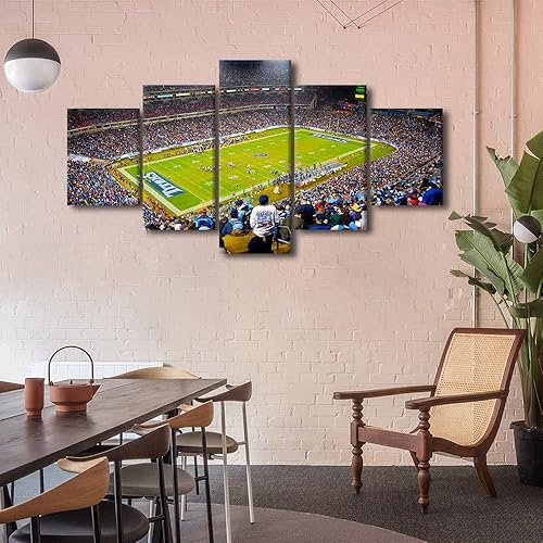 Vista 406 de Cuadros de estadios deportivos de fútbol americano de Minnesota, cuadros de vikingos, 5 paneles, lienzo para pared, arte de pared del estadio