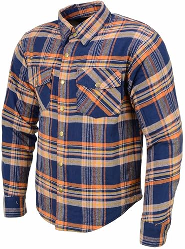 Miniatura 8 de Milwaukee Leather Camisa de motociclista de franela a cuadros para hombre con armadura CE - Reforzada con fibras de aramida  MPM