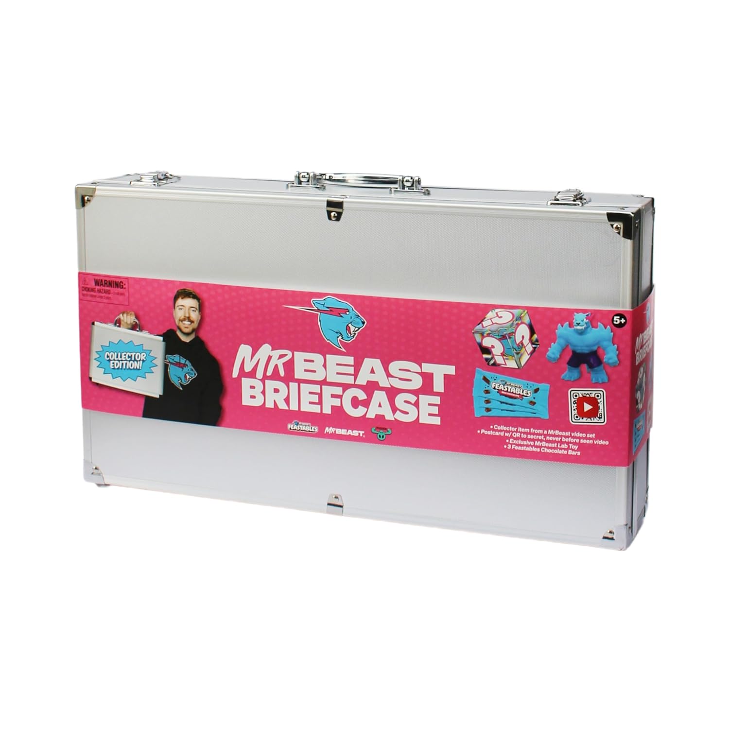 Feastables MrBeast Collector Edition Briefcase with Feastables Chocolate and Beast Lab Toy, 6 Pieces