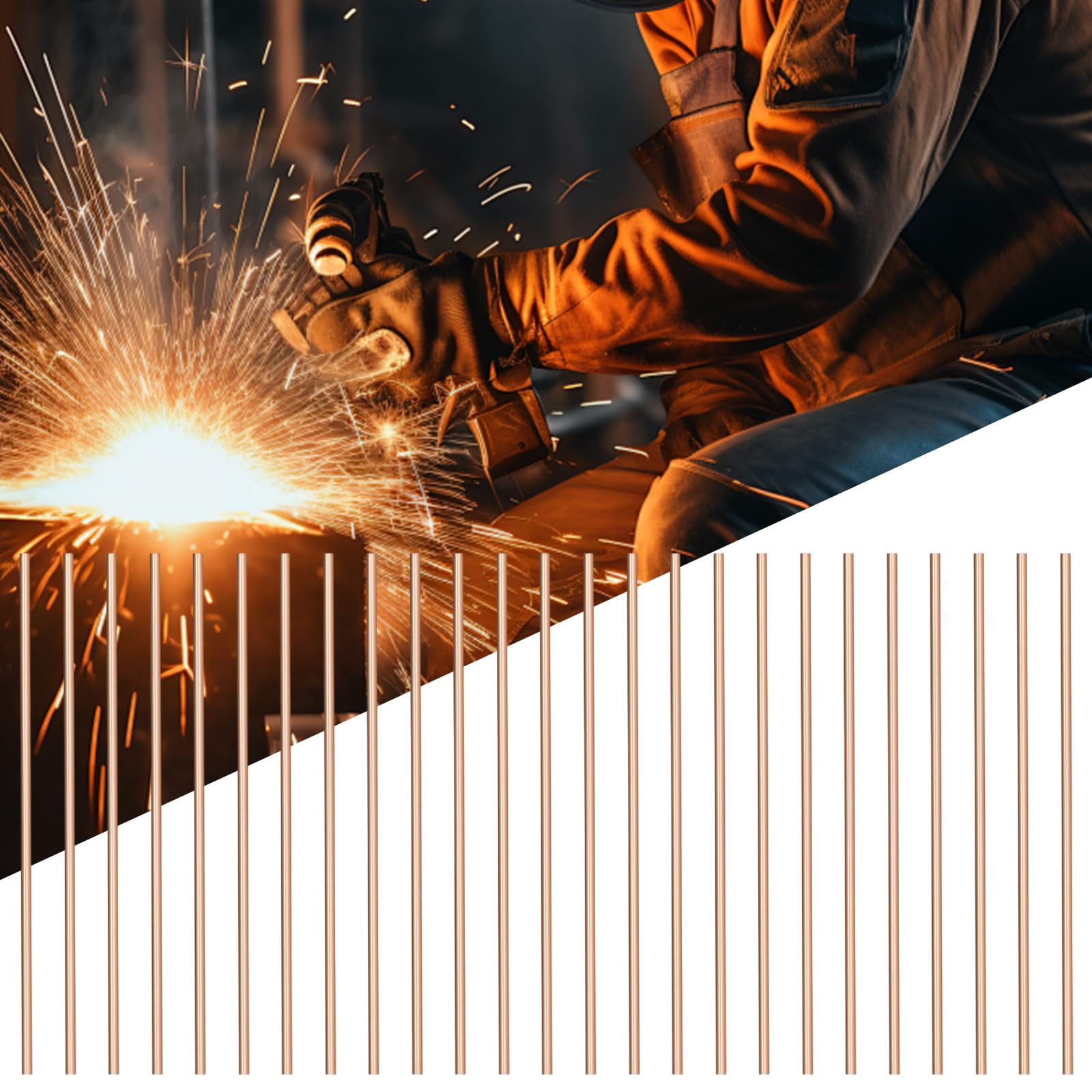 Lot de 50 tiges de brasage professionnelles avec revêtement de flux pour soudage efficace sur moteurs et instruments de soudure en bronze