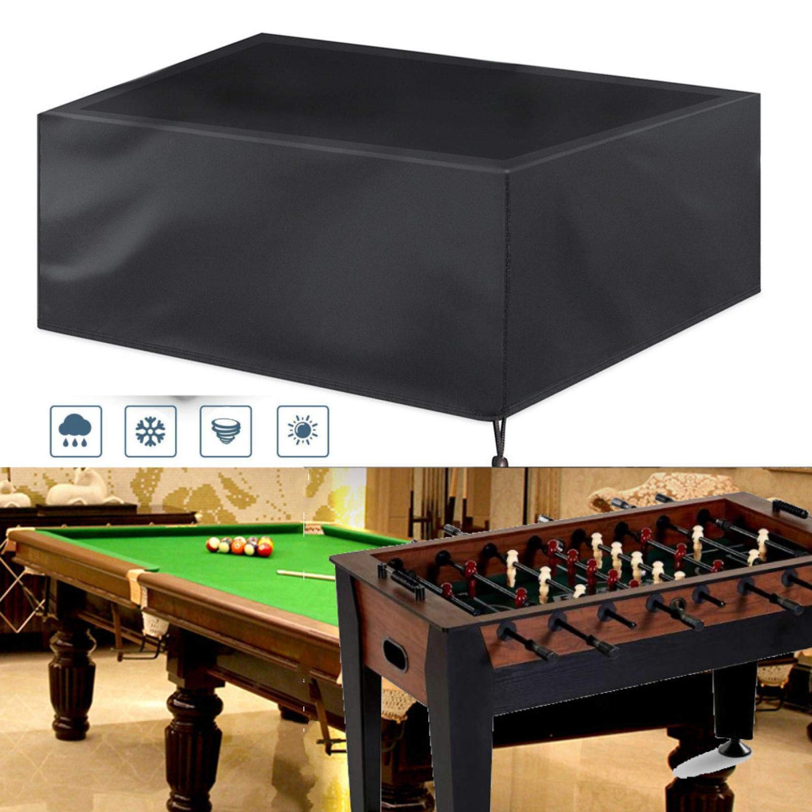 Billard Abdeckung, Billardtisch Staubschutz Mit Kordelzug, 7ft/8ft/9ft, 210D Oxford Schwarz