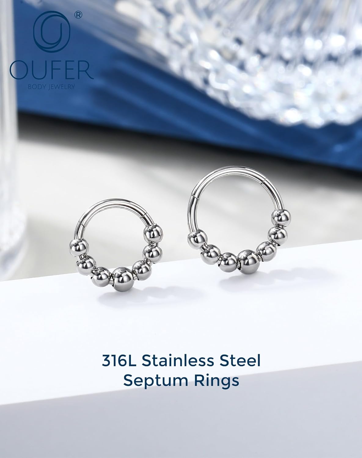 OUFER Septum Rings 16G Surgical Steel Septum Jewelry, Niche Design Septum Nose Rings, Hinged Segment Helix Cartilage Daith Piercing Jewelry For Women Men - Image 3