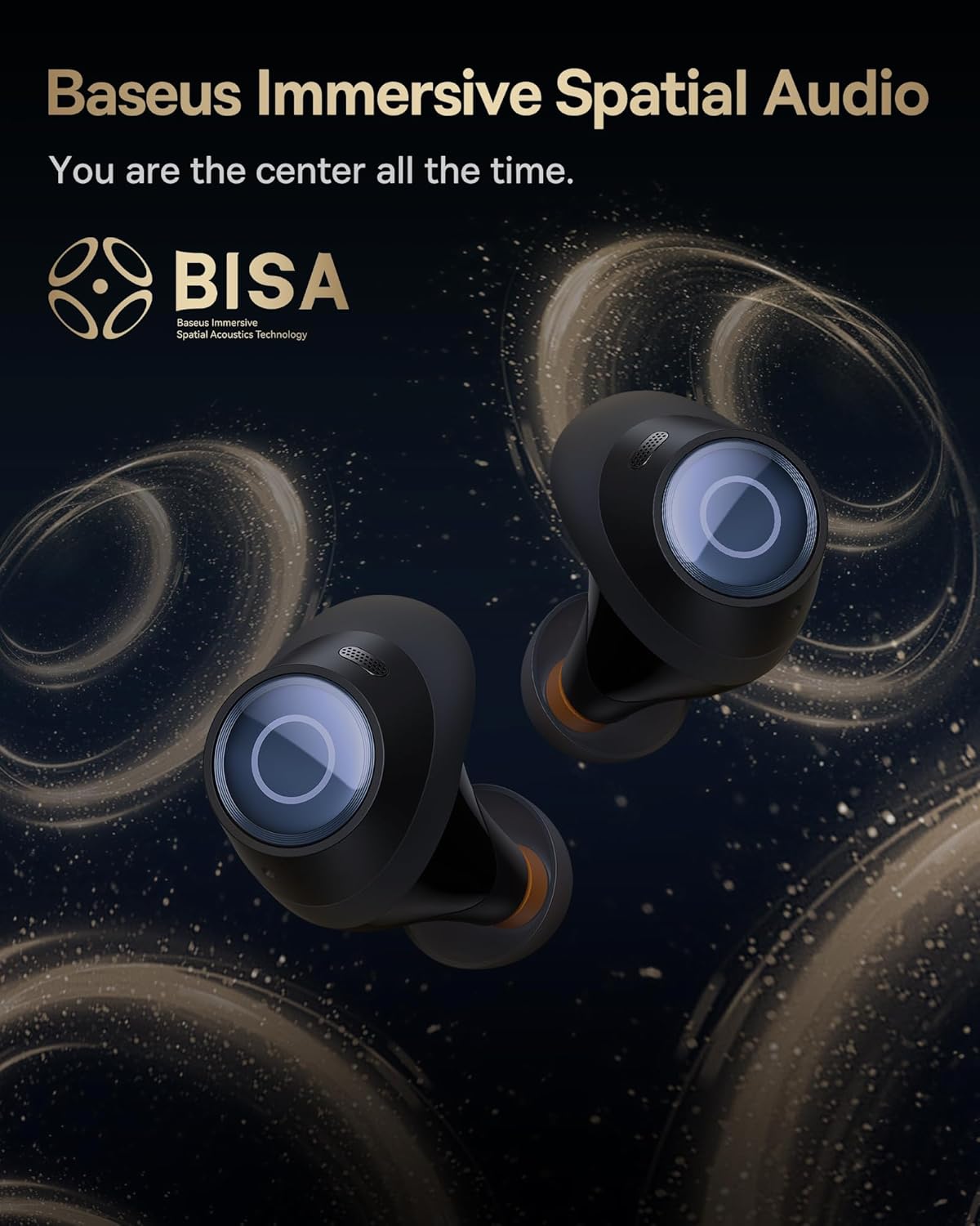Baseus Bowie MA10S earbuds with BISA spatial audio logo