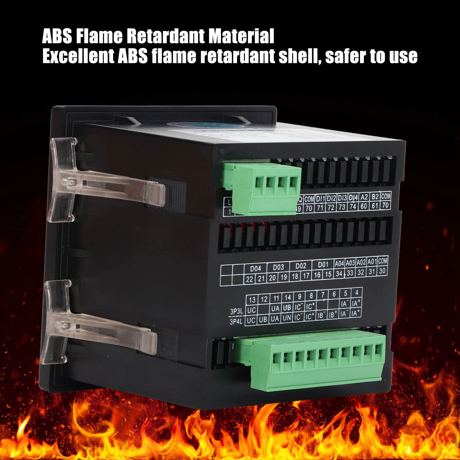 Multifunktionaler Leistungsmessgerät, 3 Phasenleistung Messgerät AC380V 5A -Bereich AC220V, ABS -Flammhemmung, Silikontasten Zur Automatisierung von Umstation,