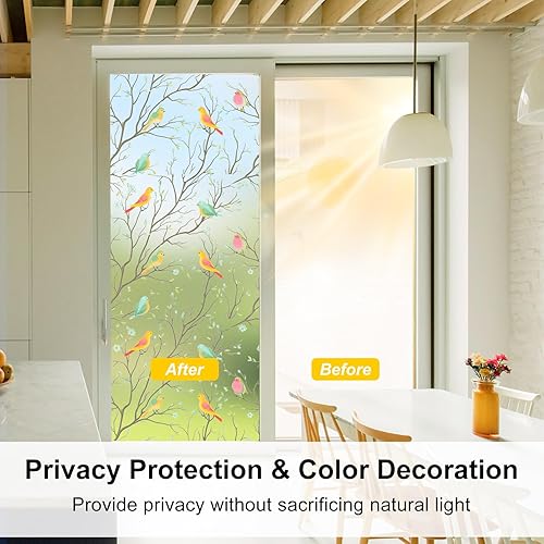 Miniatura 4 de KAFUTER Película de privacidad para ventana, película de privacidad para vidrieras, película no adhesiva para vidrio estático, película translúcida