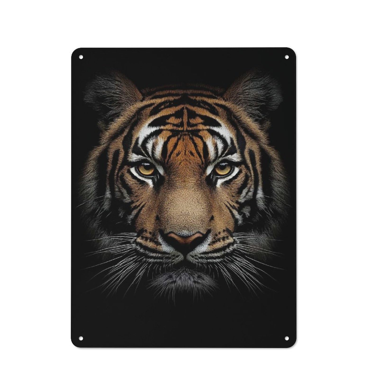 Junmoney Style-11 Vintage Tin Sign 40X30cm With Tiger Portrait On Black Background For Home Bar Wall, Metal Sign Decor For Home Bars And Entertaining Spaces