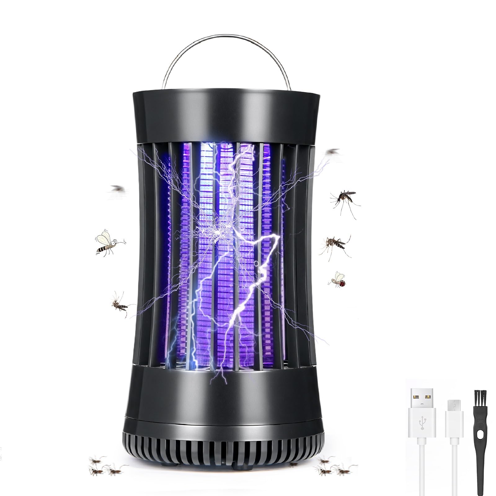 Electric Bug Zapper Indoor/Outdoor, 1500V Mosquito Trap with Suction Fan, 370nm UV Fly Killer, Waterproof Insect Control Lamp for Garden, Patio, Camping