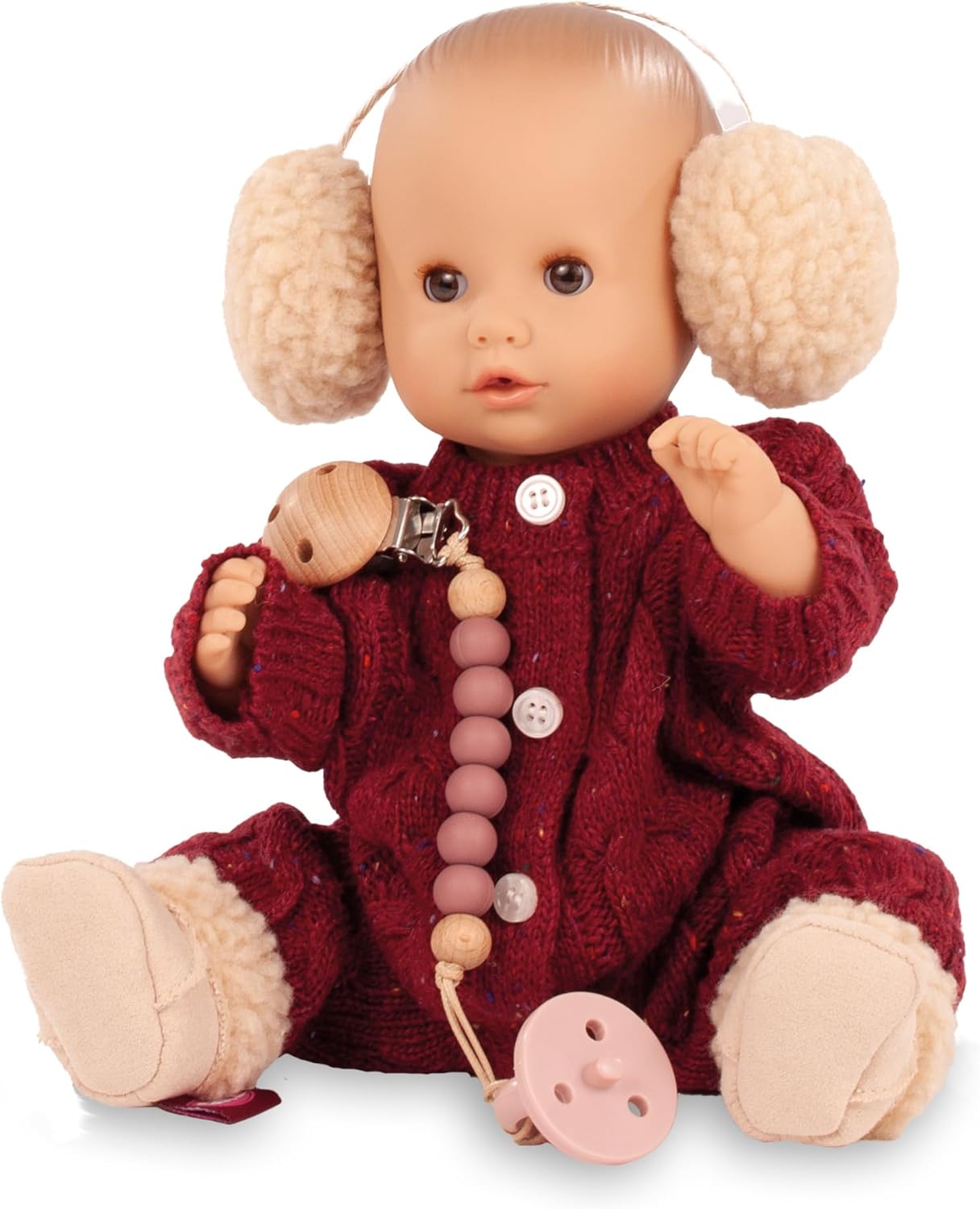 Gotz 2553161 Sleepy Aquini Jubilee Girl - 13" Drink & Wet Bath Baby Girl Doll with Dummy Chain, Dummy and Accessories