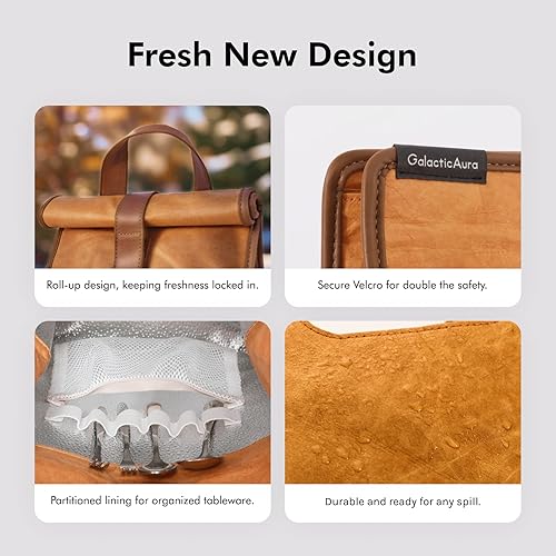 Miniatura 4 de Lonchera de gran capacidad para mujereshombres, resistente al agua, aislada, reutilizable, de material de papel, para el trabajo, oficina, picnic,