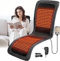 CARSHION Heated Seat Covers: Fast 145°F Heat, 43.31" Long PU Leather Full Back & Seat Cushion, Universal for Office Home Chairs, Winter Gift