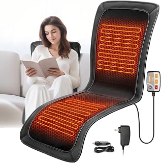 CARSHION Heated Seat Covers: Fast 145°F Heat, 43.31" Long PU Leather Full Back & Seat Cushion, Universal for Office Home Chairs, Winter Gift