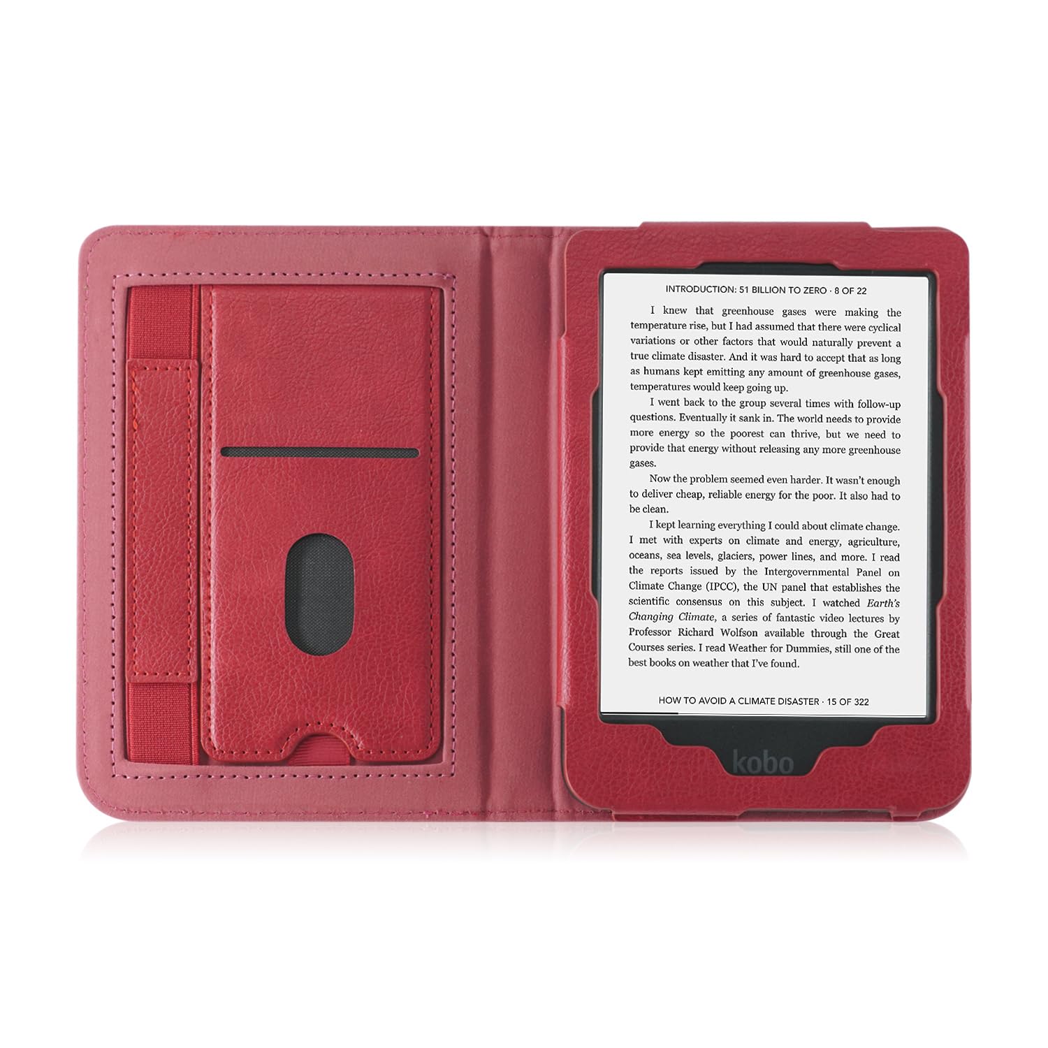 TOPCASE Case for Kobo Libra Colour/Libra 2/Libra BW/Tolino Vision Colour/Vision6 7inch e-Book Smart Cover with Hand Strap Card Slot and Auto Sleep/Wake,Red - Image 2