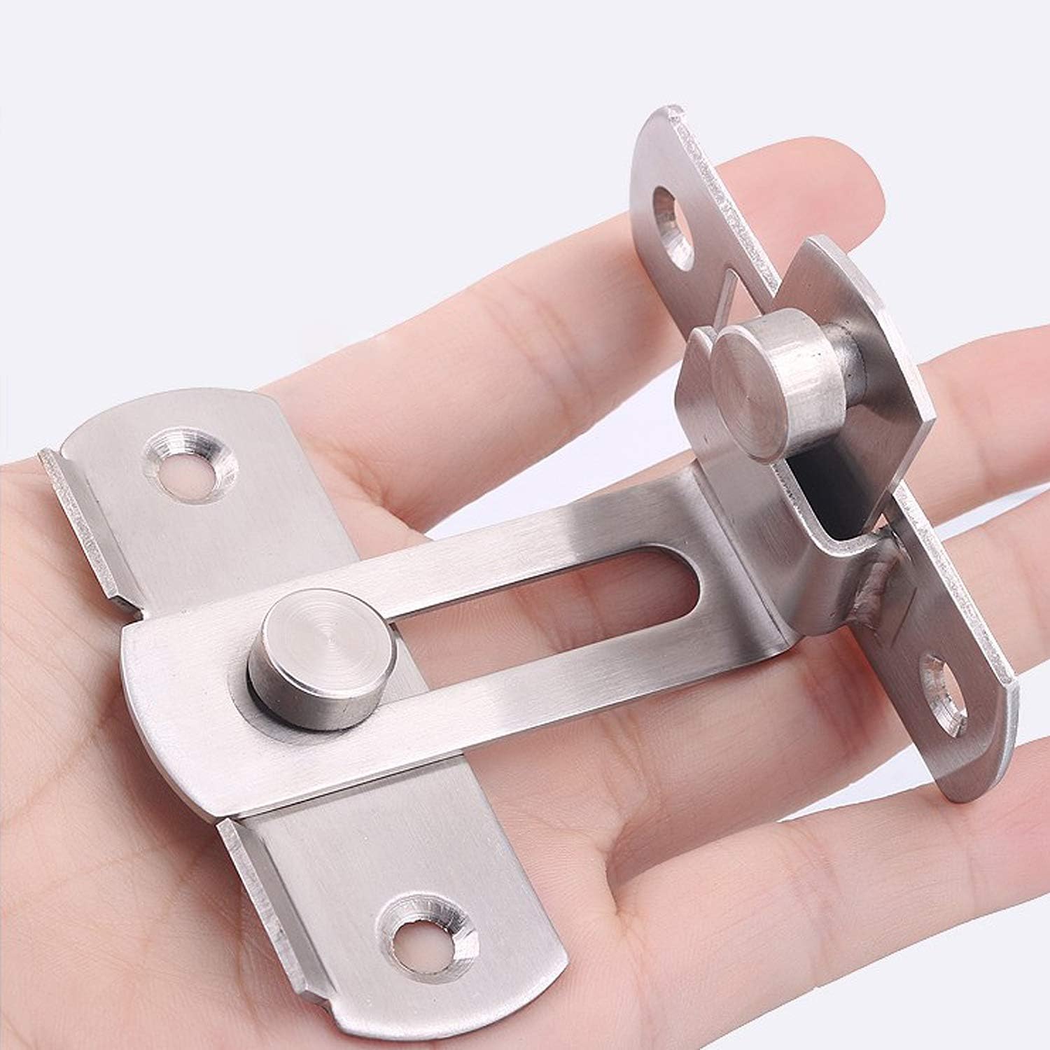 ACHARAJ Flip Door Sliding Latches，Matte White 90 Degree Stainless Steel Bar Gate Latches Safety Door Lock,Sliding Door Antique Lock Gate Latches Wine Cabinet Carbon Steel Closet Door Latches-picture-13