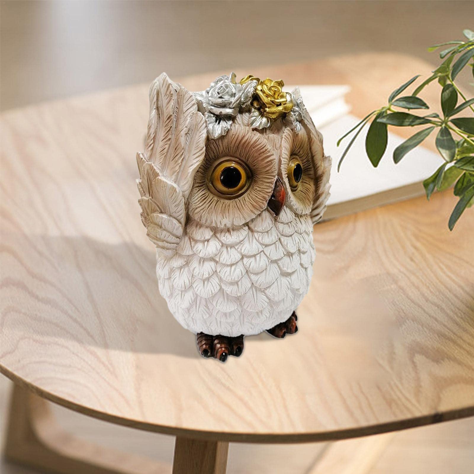 Irayin Uilendecoratie, Uilenstandbeeld Figuur, Uilencadeaus voor Vrouwen, Hars Dier Sculptuur Decoratie voor Woonkamer, Tuin, Kantoor, Boekenkast, Slaapkamer (Zwart