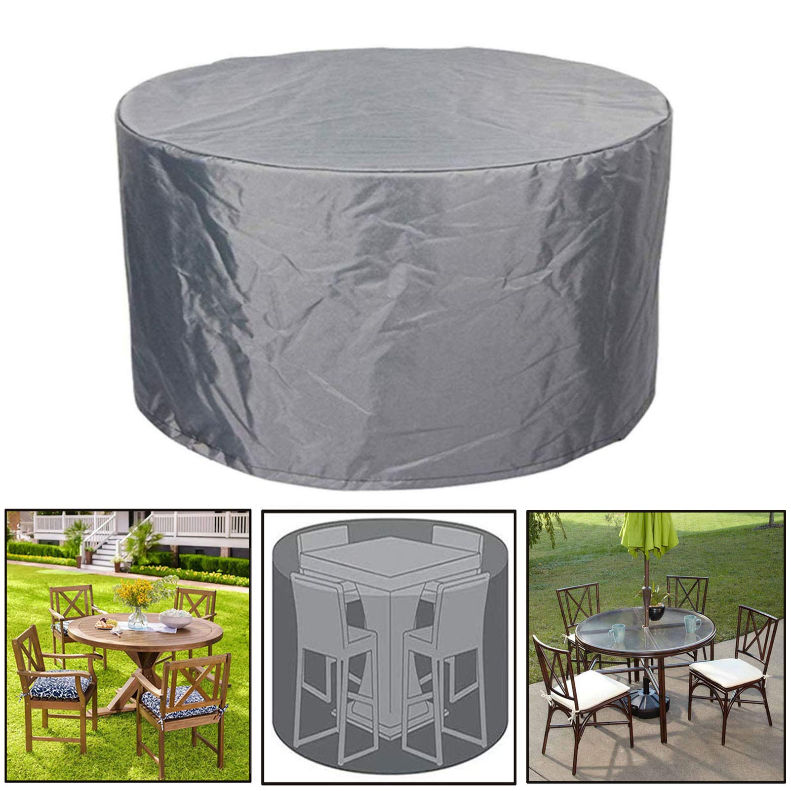 Housse De Protection Ronde Pour Table De Jardin - 160x100cm, Tissu Oxford 420D Imperméable Et Anti-UV - 12