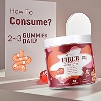 Vista 8 de Fiber Gummies with Probiotics,10G Fiber per Serving No Sugar Added Apple Flavor, with 10 Billion CFU Probiotics Blend, Apple Cider Vinegar, Vitamin