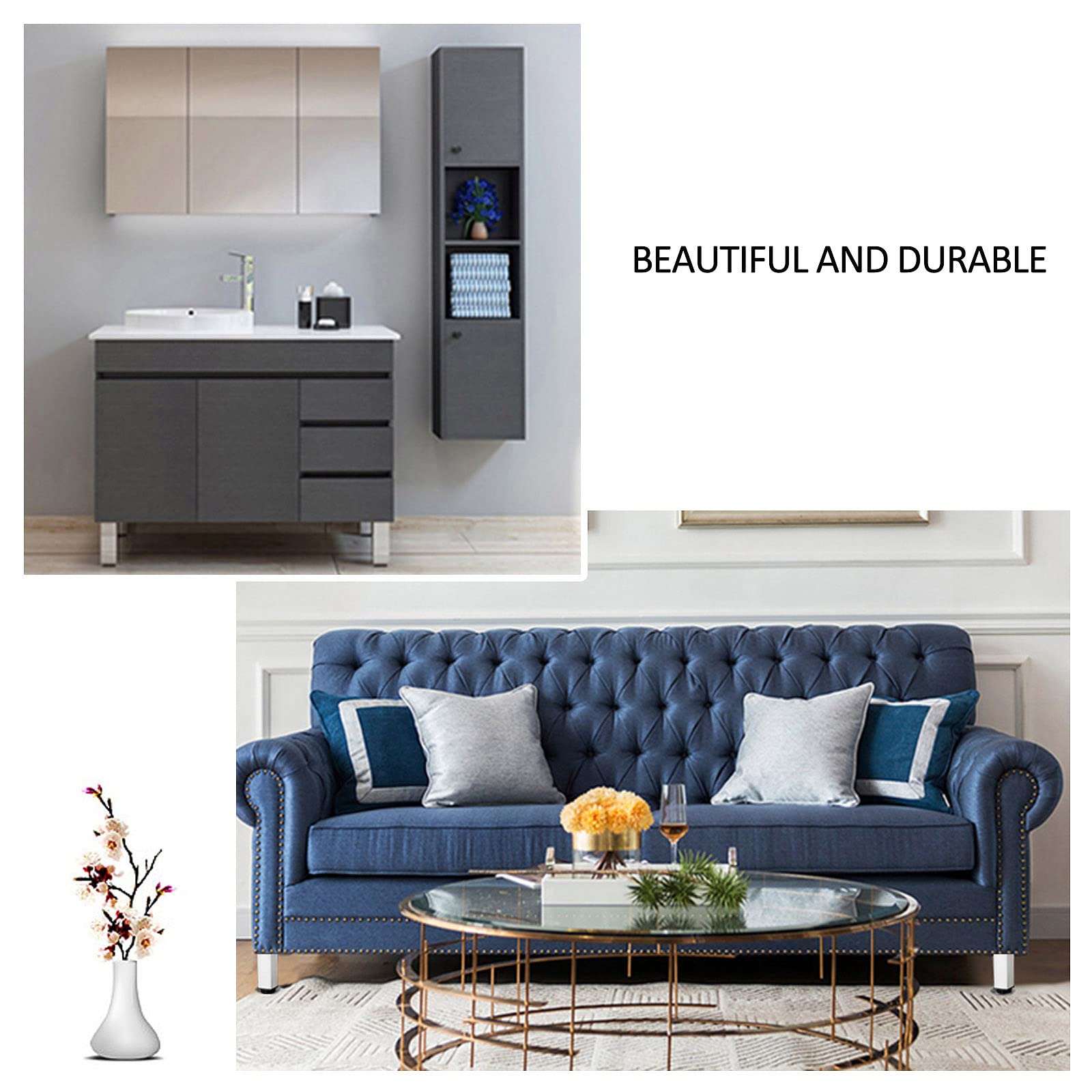 Regulowane czarne/srebrne metalowe nogi meblowe 40 cm (15,7 cala) - DIY sofa biurko stół jadalny stolik kawowy szafka wymienne nóżki 5-30 cm dostępne opcje