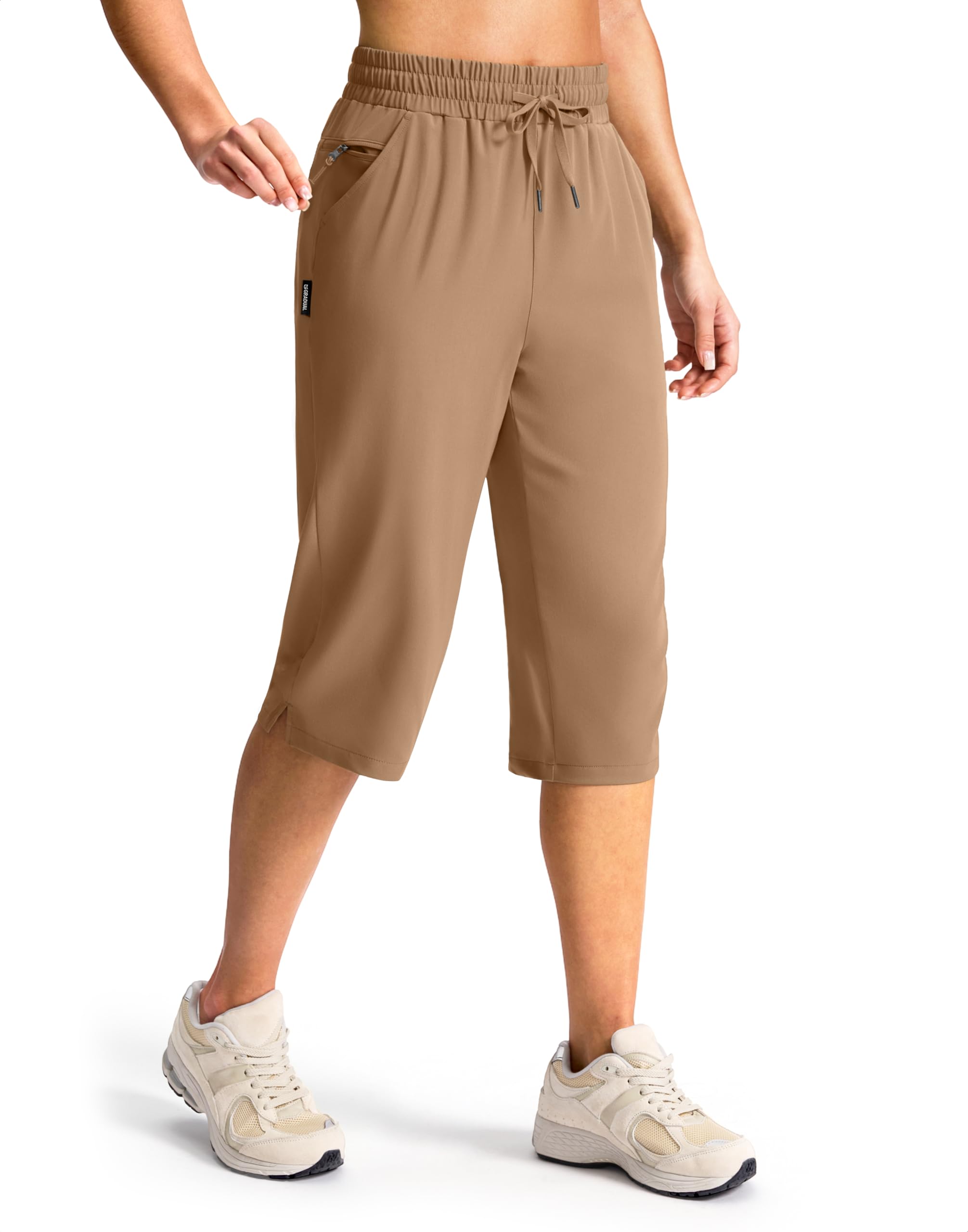 G Gradual Women's 15" Long Hiking Shorts with Zipper Pocket Below The Knee Capris Lightweight Bermuda Shorts for Women — view 9