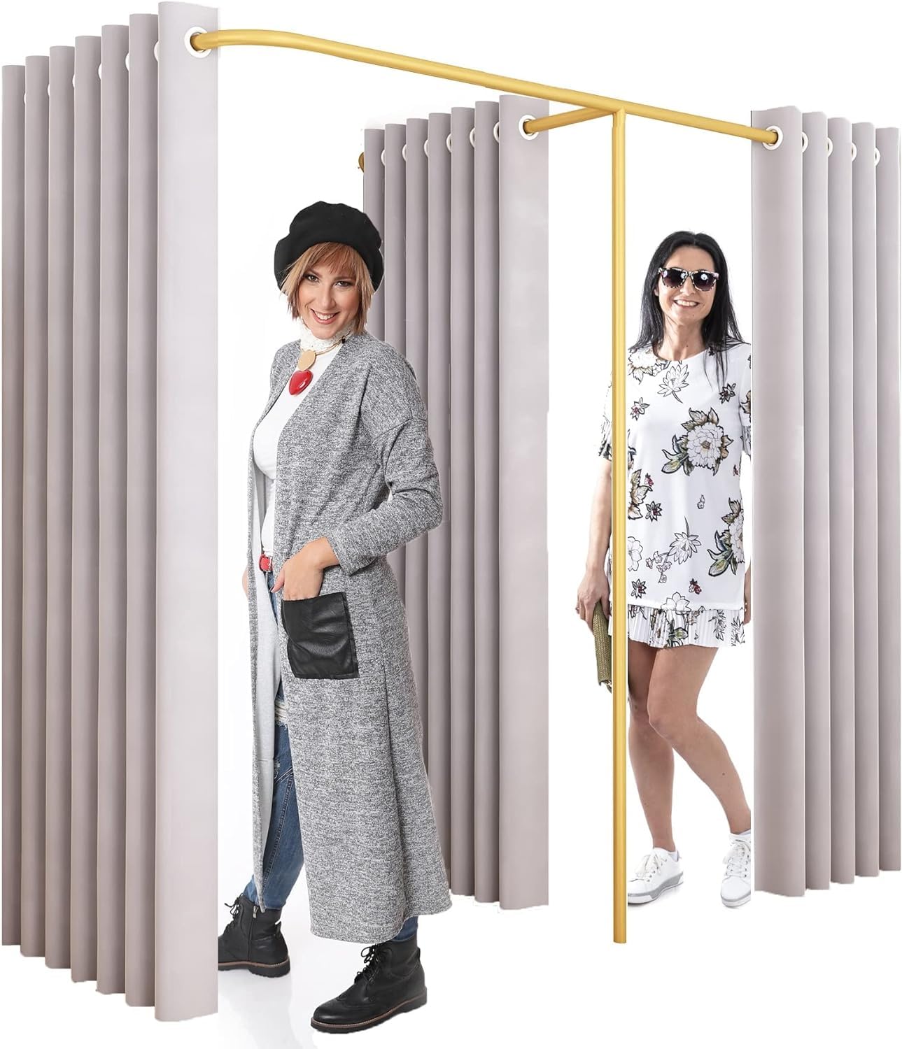 Cabine d'essayage double et rideaux occultants pour agencement de vestiaire