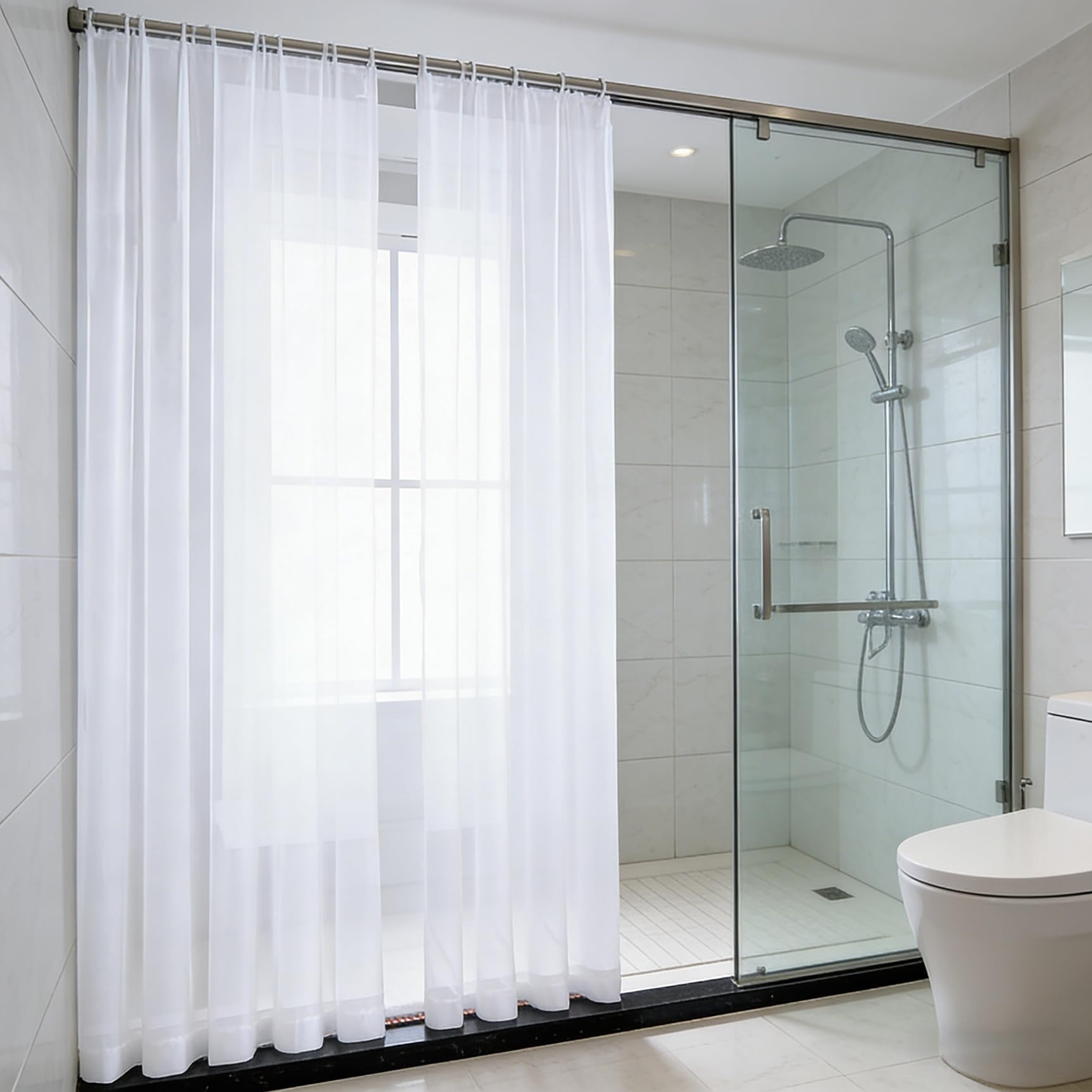 Rideau voilage blanc 132x164 cm transparent et lumineux pour fenêtres de salon et chambre