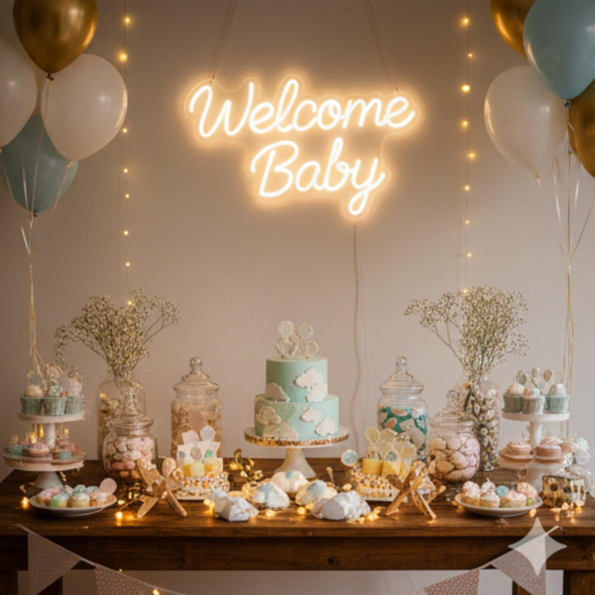Welcome Baby Neon Sign Warm White LED Light Wall Decor Baby Shower Nursery Theme-image-39