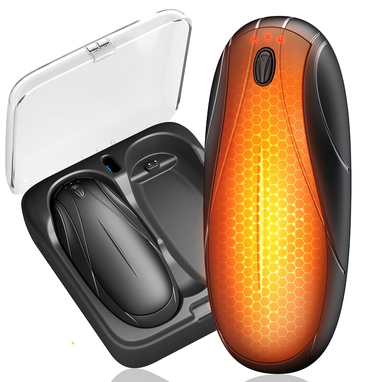 Hand Warmers Rechargeable - 2 Pack with Charging Case14000 mAh, AI Smart Chip 50H Long Lasting Heat Electric Hand Heater for Hunting, Camping, Golf, Outdoor Activities & Gifting