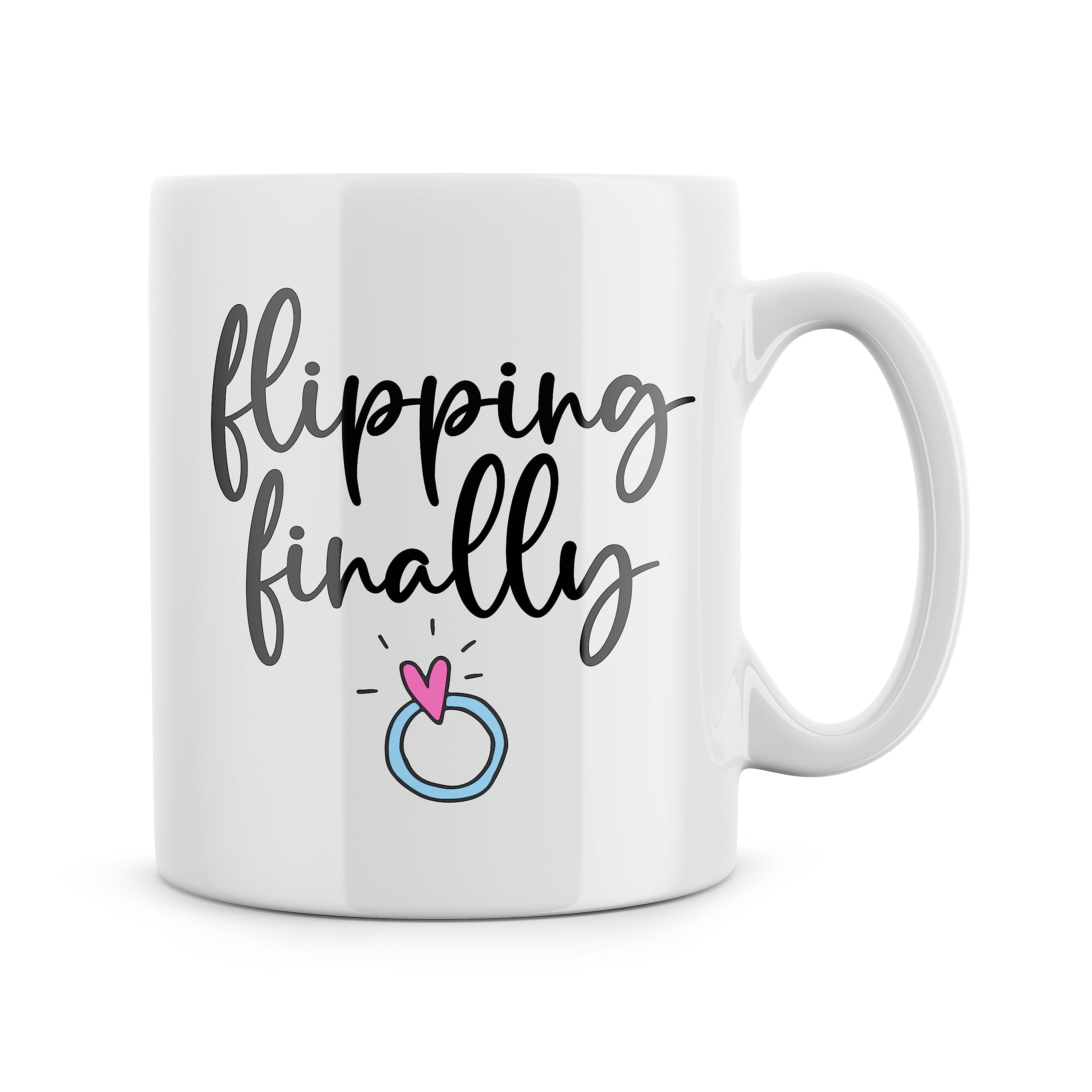 Rib ticklerz - Funny Engagement Mug Gift Flipping Finally Best Friend Engaged Colleague Sister in Law to Be Marriage Bride to Be Present Bestie Congrats 10oz Ceramic - MG284