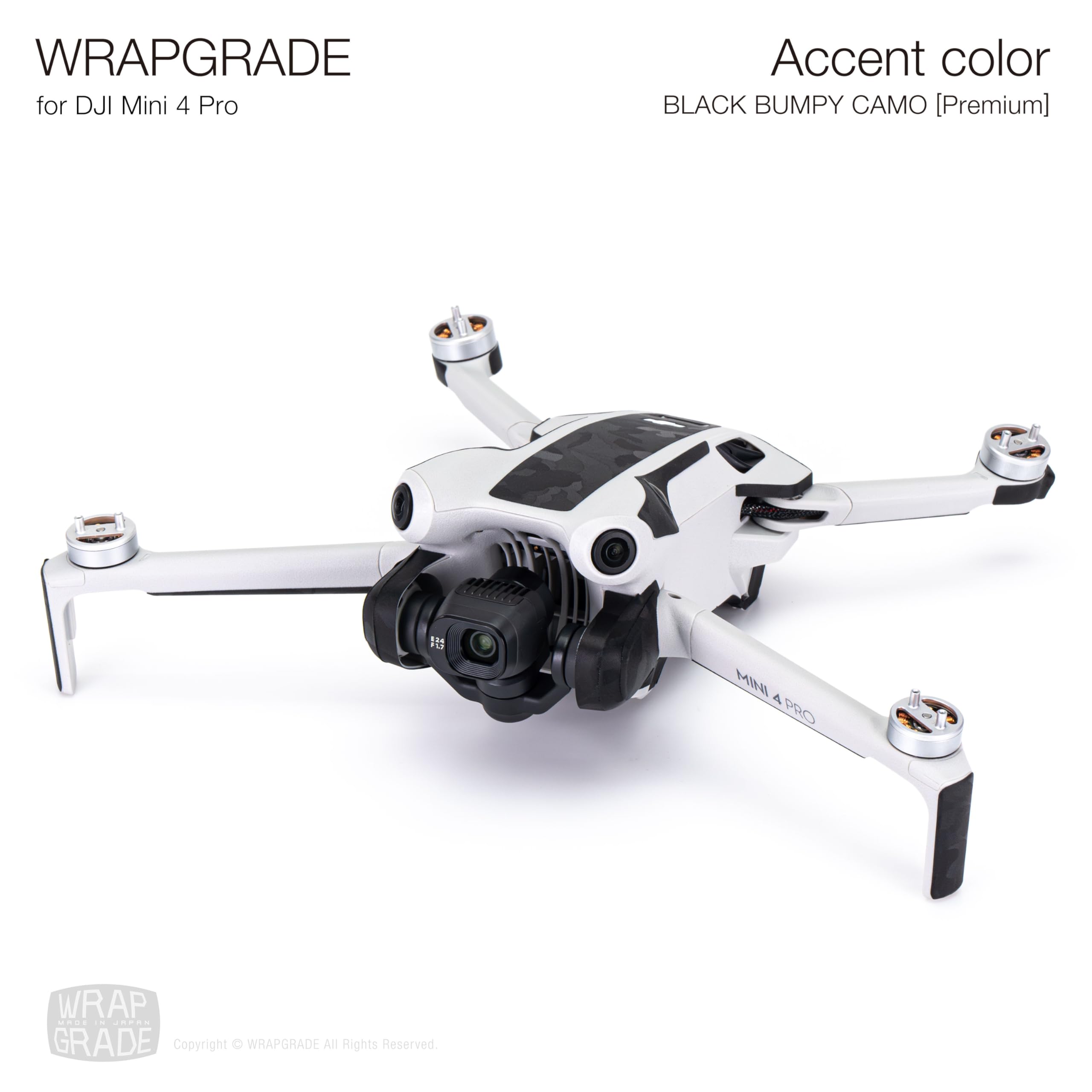 WRAPGRADE Skin Stickers Compatible with DJI Mini 4 Pro, Black Bumpy Camo - Image 3