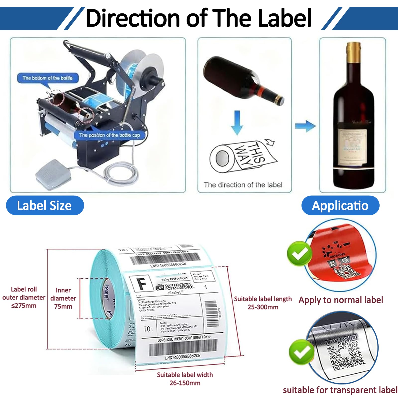 Etichettatrice Automatica per Bottiglie con Pedale per Un;Applicazione Rapida su contenitori in Vetro e plastica, Ideale per etichettare in Modo efficiente Bottiglie