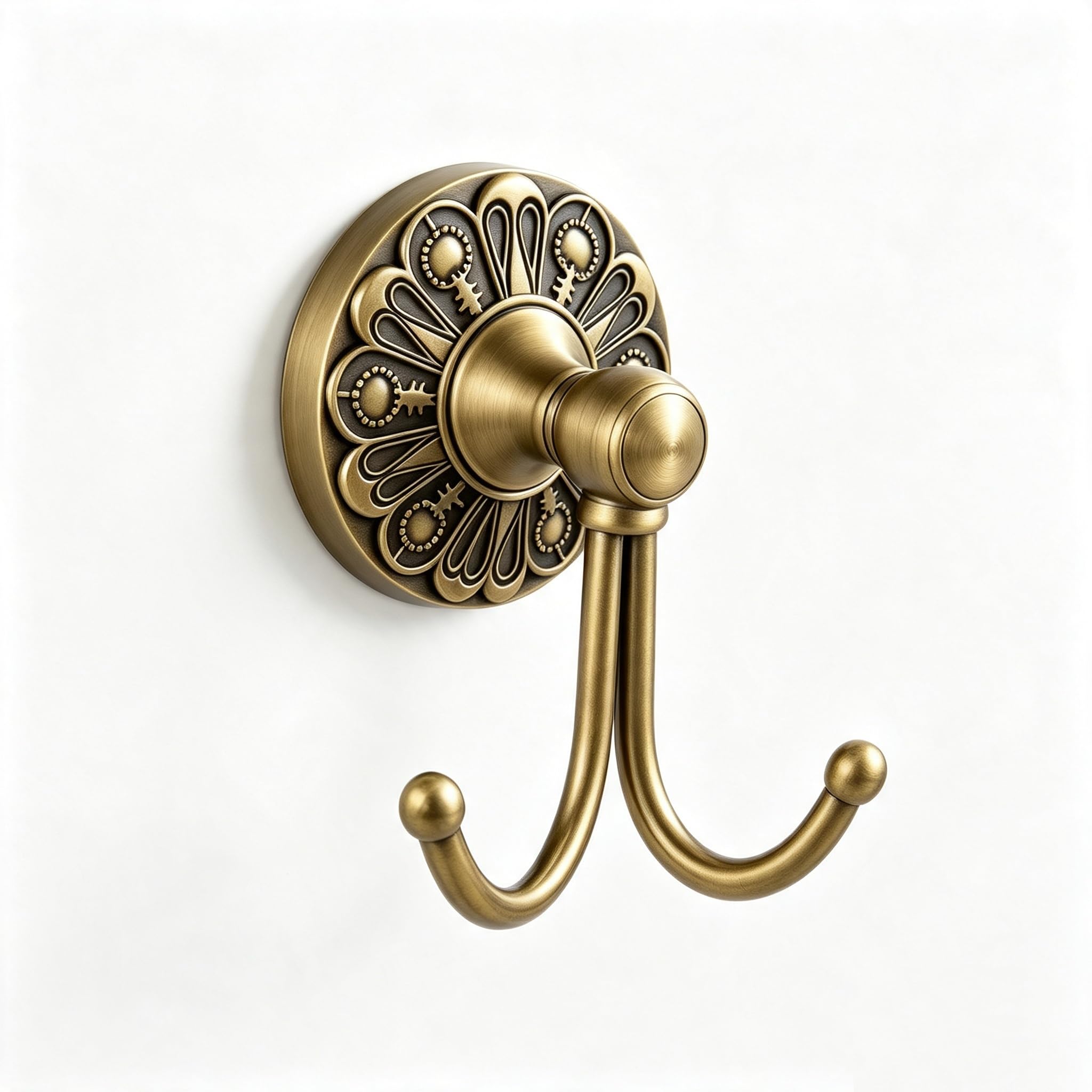 NSCMQSL Solid Brass Double Hook, Vintage Bronze, Rustproof